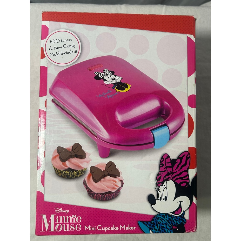Disney Minnie Mouse Mini Cupcake Maker Pink DMG-7 with Liners and Bow Mold#1020